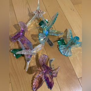 KURT S ADLER IRIDESCENT HUMMINGBIRD ORNAMENTS - 6pcs